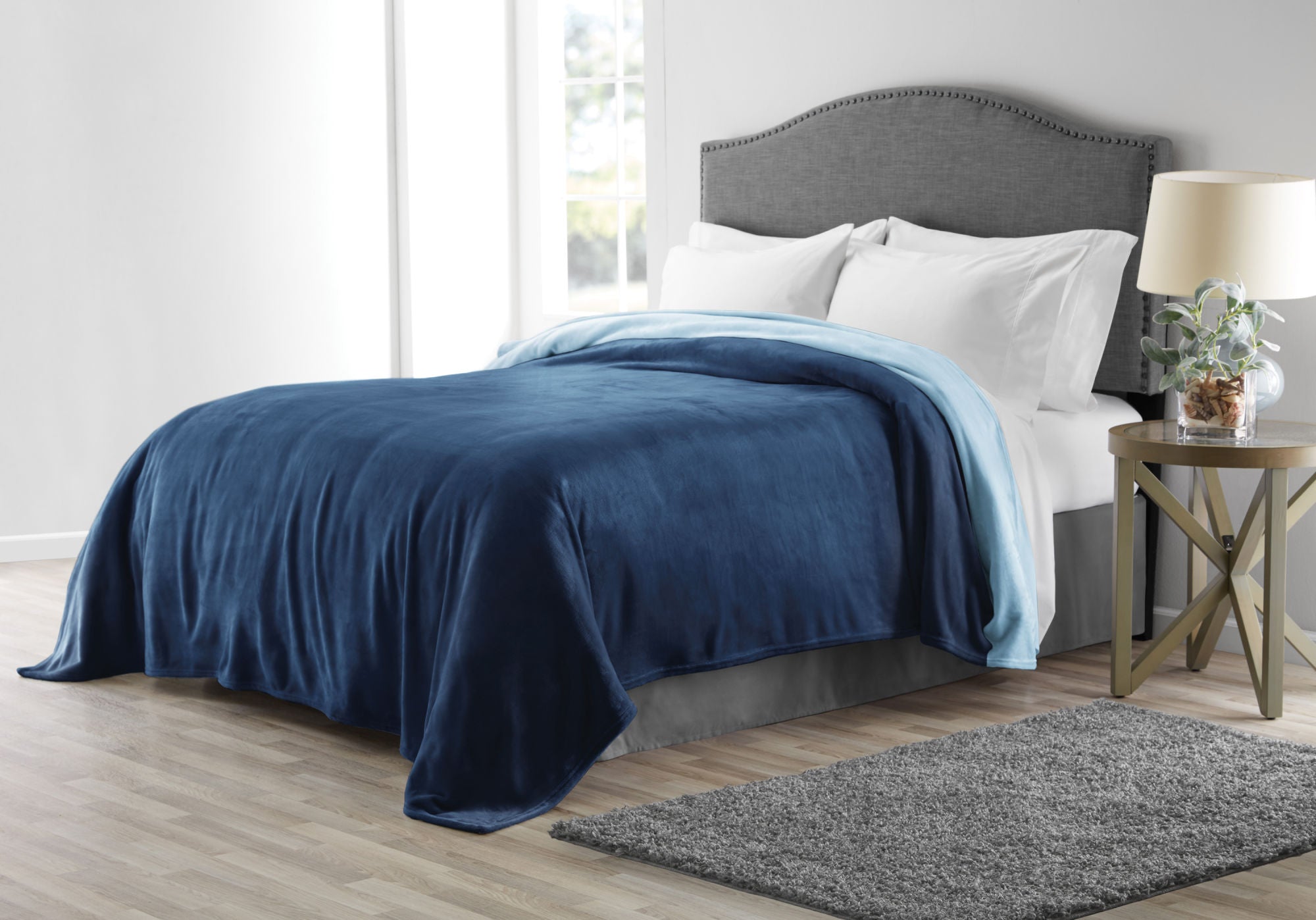 Maximus Weighted Blanket - Navy/LT Blue Reversible Heavy Weight Cloud Throw Blanket, 90" x 90"