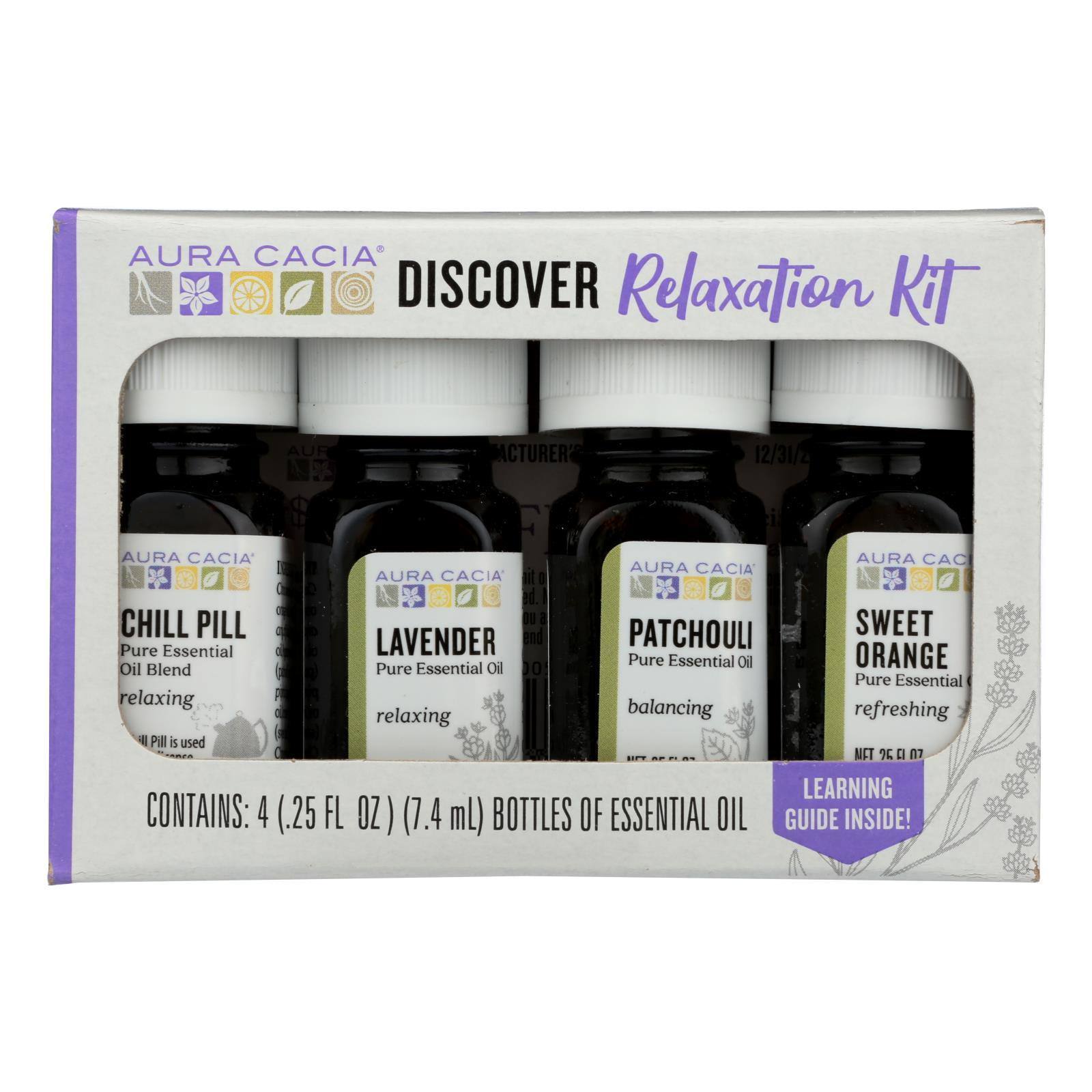 Aura Cacia - Discover Relaxation Essential Oil Kit - Each of - 4/0.25 fl oz.