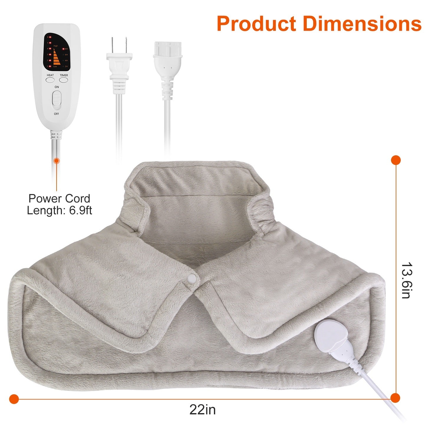 22.4x16.3in Large Weighted Heating Pad for Neck and Shoulders Electric Fast Heating Mat Neck Wrap Cushion Pain Relief
